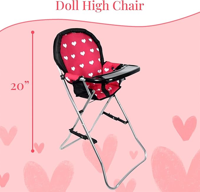 Mega Baby Doll Accessories Set, 3-1 Baby Doll Crib, Baby Doll High Chair & Bouncer Seat. 18 inch Doll Accessories with Doll Bed. 18" Dolls Furniture Play Stuff. Toys for Girls Ages 3-5,4-6,5-7,8-10