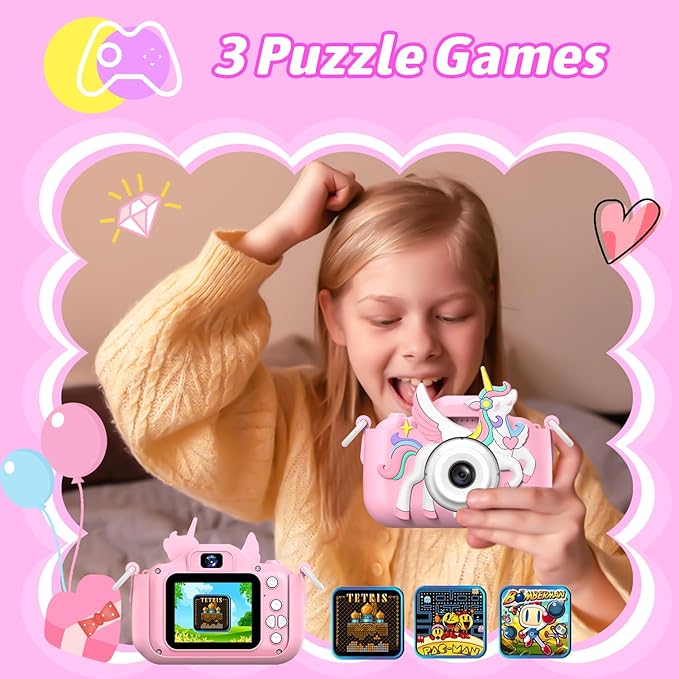 Kids Camera Toys,Children Digital Video Camera Gift for Girls Boys 3-12 Age Kids,Chritmas Birthday Festival Present for 3 4 5 6 7 8 9 10 11 12 Year Old Toddler Child (Pink)
