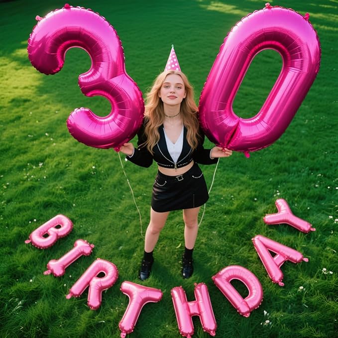 Rose Red Number 0 Balloon 40 Inch,Jumbo Giant Mylar Hot Pink Number 0,Big Large Foil Helium Number Balloons, Balloons for 10 20 30 100 Birthday Party Decorations Supplies Anniversary Celebration
