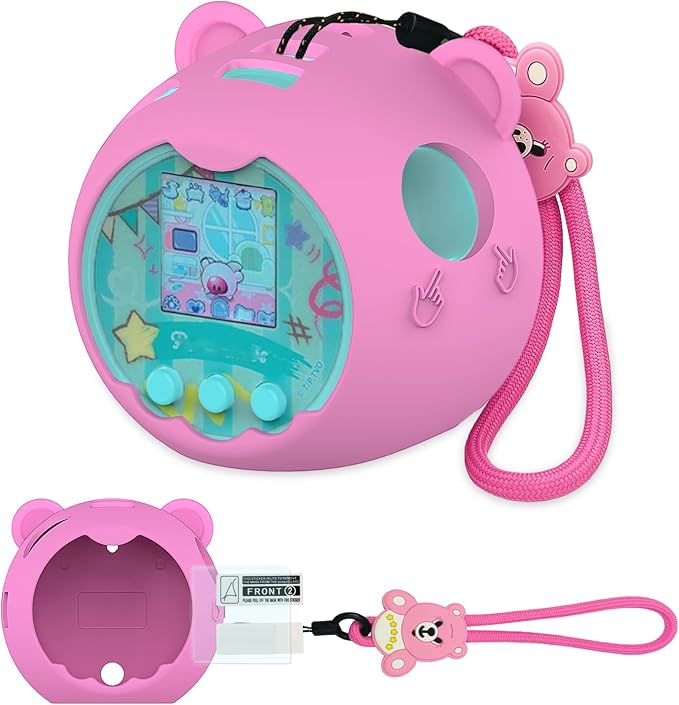JCHPINE Silicone Cover Case for Punirunes Interactive Digital Toy, Protective Skin Sleeve for Punirunes Digital Pet Toys Squishy Characters Electronic Pets Accessories (Pink Case)
