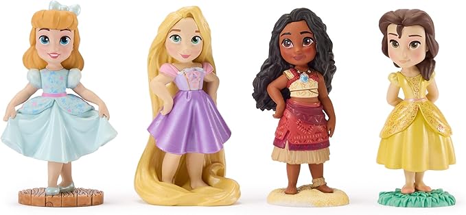 Disney Store Official Once Upon a Story Figure Set – 8 Fully Sculpted Disney Figures Including Cinderella, Ariel, Belle, Jasmine, Tiana & More in Double-Tiered Box with Scenic Backgrounds