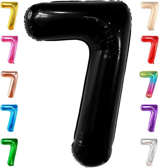 KatchOn, Black 40 Inch Giant Number 7 Balloon - Birthday Decorations for 7 Year Old Boys & Girls