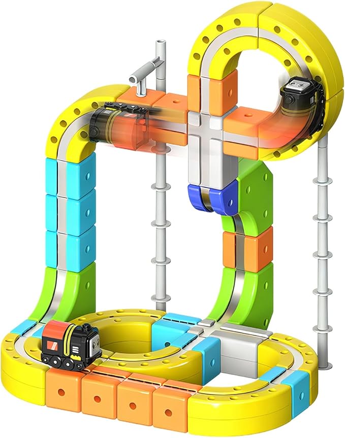 3D Gravity-Defying Electric Magnetic Train Set,Modular Reconfigurable Race Track Kit, STEM Educational Building Toy for Kids 3-12, Safe & Durable for Boys Girls