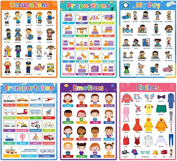 Lachilly Primer Fun Learning Poster Flash Cards - Perfect for Toddler Education, Pre-K and Kindergarten Learning Activities, Suitable for Autistic Children and Primary School Kids, 10 Sheets
