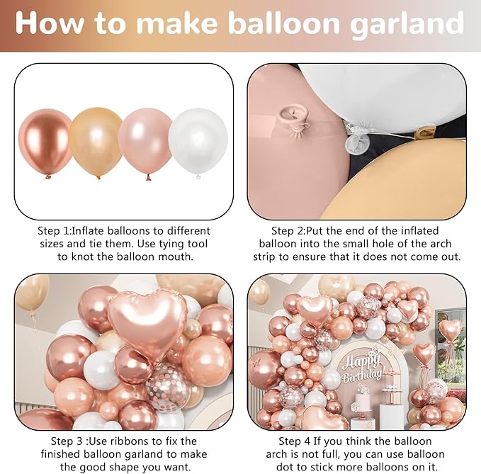 Rose Gold Balloons Garland Arch Kit 18 10 5 In Rose Gold Heart Foil Balloon Pearl White Chanmpagne Rosegold Confetti Balloons for Girls Women Mothers Day Bridal Baby Shower Birthday Party Decor