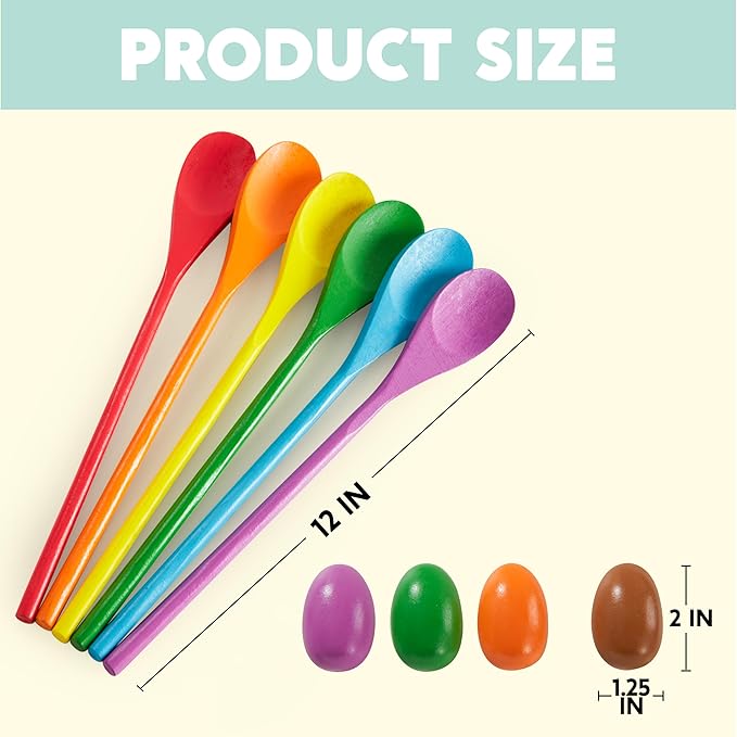 JOYIN 24 PCS Easter Egg and Spoon Race Game Set, 12 Players Carnival Egg and Spoon Relay Game for Kids & Family Activity Holiday Outdoor Yard Easter Egg Hunt Birthday Party Lawn