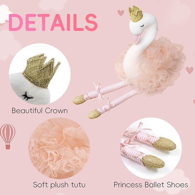 Plush Toy Stuffed Animals Ballet Swan for Girls 12in Tall, Stuffed Animals for Kids