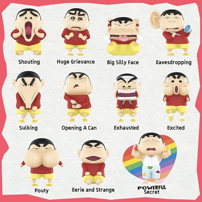 52TOYS Crayon Shinchan Comical Shinchan Blind Box, 1PC Action Figure Collectible Toy Kawaii Creative Gift Room Decor Desktop Decoration, Gift for Birthday Party