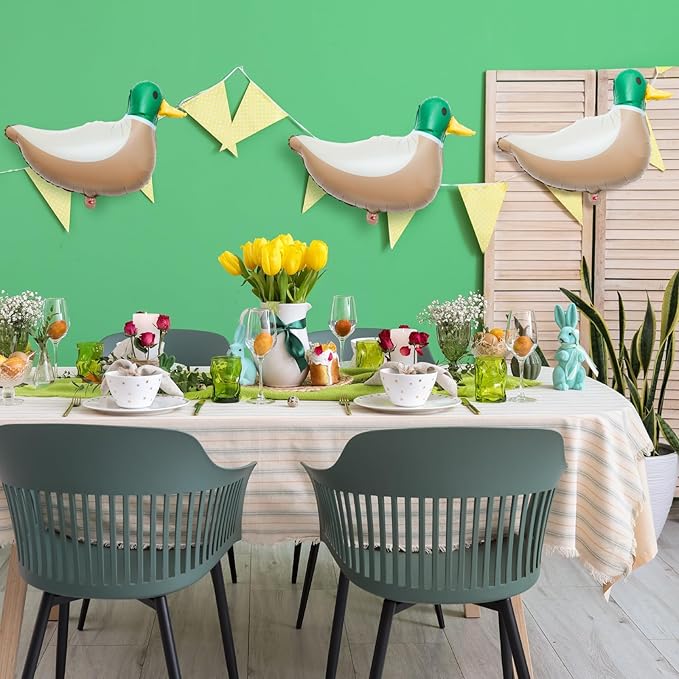 12 Pcs 28.3'' Mallard Duck Shaped Foil Balloons for Duck Hunting Birthday One Lucky Party Decoration Party Supplies