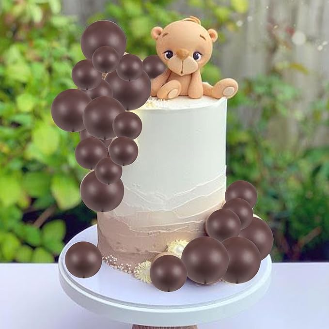 Gyufise 30Pcs Ball Cake Toppers Balls Cupcake Toppers Foam Ball Shaped Cake Picks DIY Balloons Cake Insert Topper for Wedding Enagement Baby Shower Birthday Party Cake Decorations Supplies Coffee