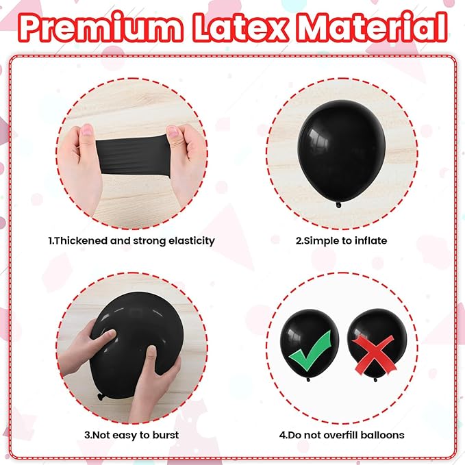 Casino Balloons, 12 Inch Black Red Metallic Gold Confetti Balloons with Dice Foil Balloons for Poker Las Vegas Game Night Theme Casino Party Supplies