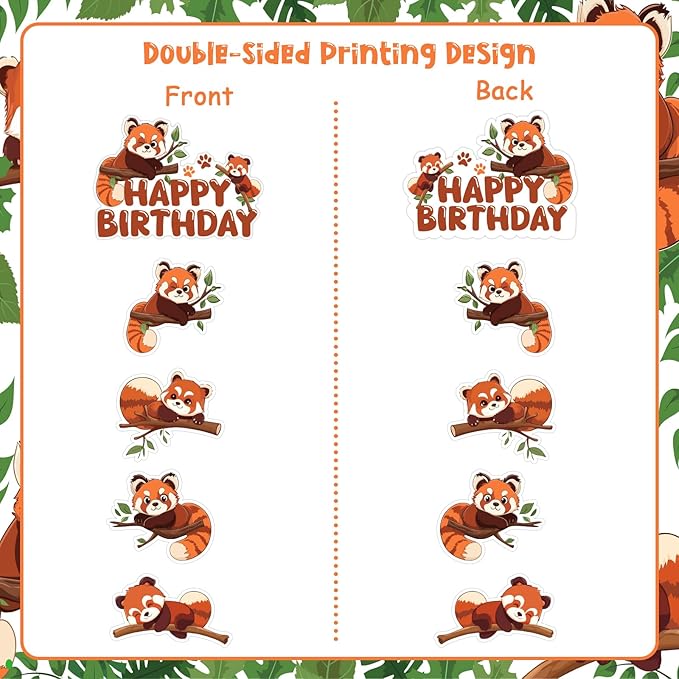 25PCS Red Panda Birthday Party Decorations Cute Panda Cake Toppers Panda and Bamboo Theme Decorations Red Pandas Cupcake Toppers for Boys Girls Animal Theme Decors Baby Shower Birthday Party Supplies