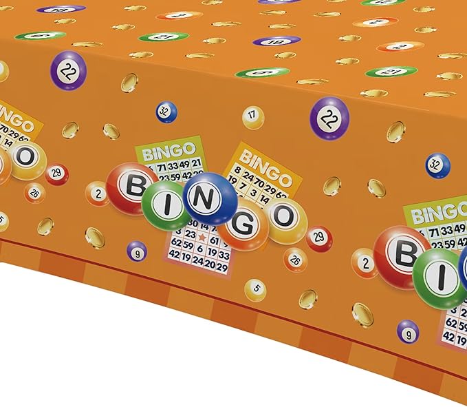 Bingo Decorations Party Tablecloth, 3 Pack Disposable Bingo Birthday Party Supplies Table Cover, 55in x 86in