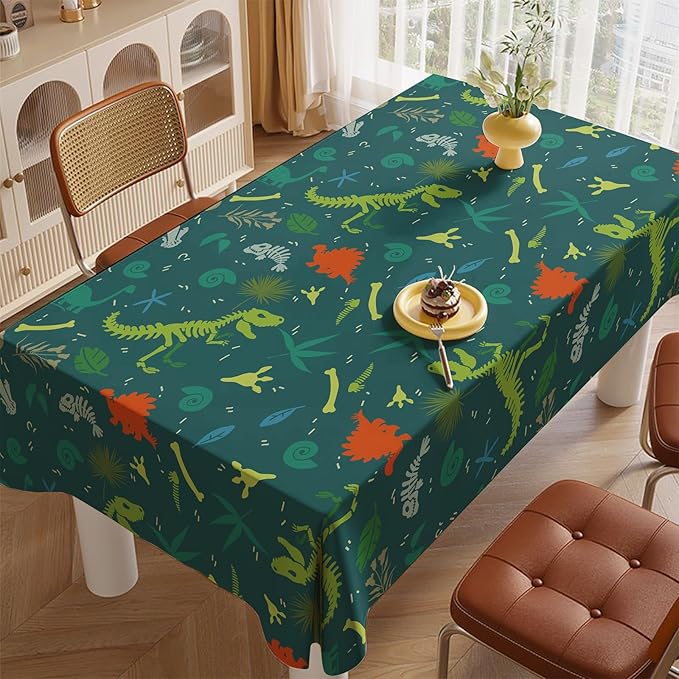 2Pack Dinosaur Table Cover, 54" x108" Dino Theme Tablecloth for Kids Birthday, Disposable Plastic Table Cloth for Boy’s Dino Party Decorations, Jurassic Party Supplies
