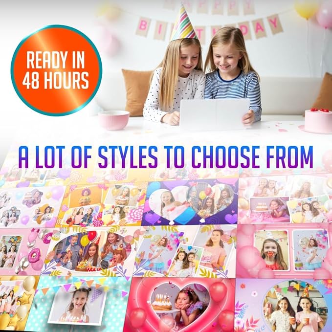 Personalized Birthday Video Card to Girls – Upload Photos to Create a Custom Slideshow – Unique for Daughter, Granddaughter or Niece – 7” Display, 512MB Memory, Rechargeable