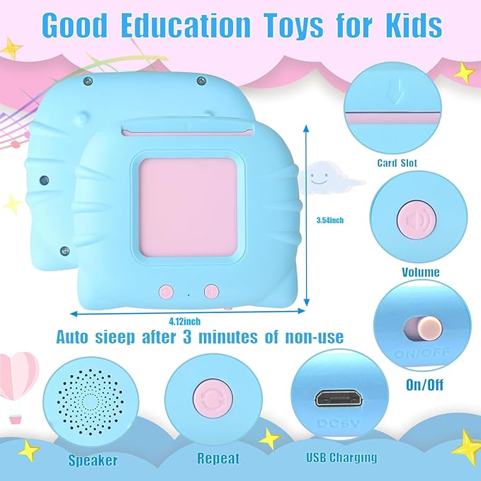 Talking Flash Cards for Toddlers 1-5 Years Old, Pocket Speech Therapy & Autism Sensory Toy with 336 Sight Words, Montessori Educational Learning Device Gift