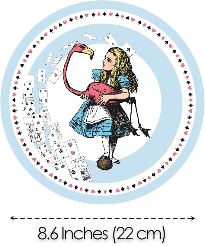 Talking Tables Alice in Wonderland Plates - Disposable Tableware for Mad Hatter's Tea Party Supplies, Birthday, Baby Shower, World Book Day, 4X Character Designs,Blue, Large