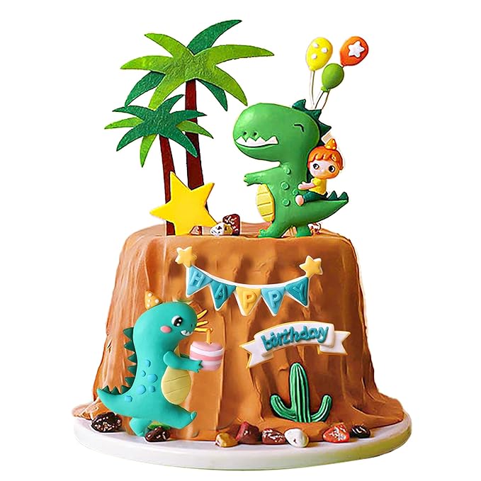 Gyufise 10 Pack Dinosaur Cake Decorations Dinosaur Babyshower Happy Birthday Cupcake Topper Dinosaur Cake Toppers for Kids Birthday Baby Shower Party Supplies