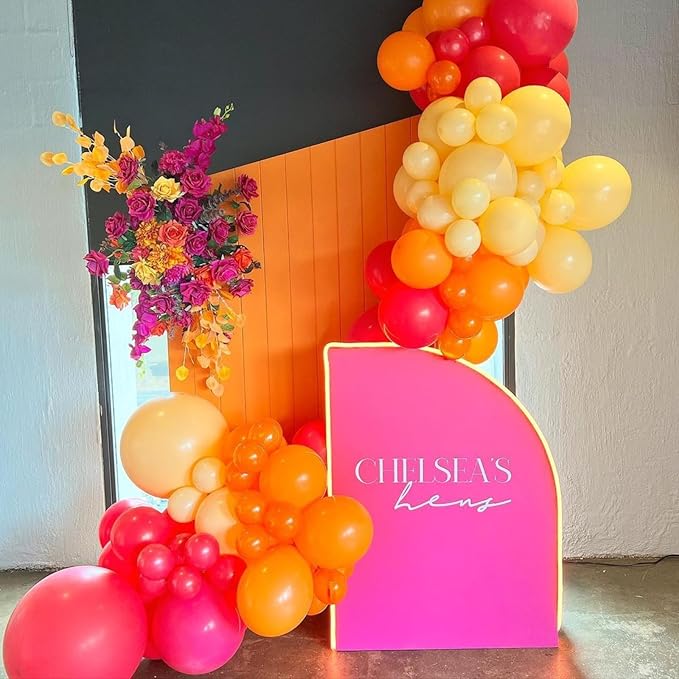 Pink and Yellow Balloons, 12 Inch Retro Blush Yellow Balloons, Dusty Pink Maca Orange Latex Balloon for Girls Boho Daisy Groovy Fall Birthday Bridal Shower Wedding Engagement Thanksgiving Party Decor