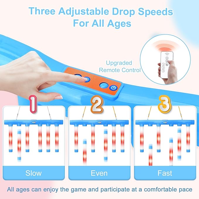 OCES Reflex Stick Game, Reflex Light-Up Sticks Reaction Training Hand Speed Challenge Game, Upgrade Hand Eye Coordination Training Toy Remote Control 3 Adjustable Speed (Light-Up Blue)