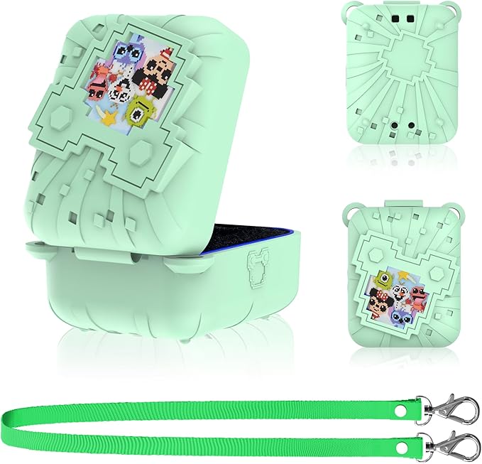 Silicone Case for Bitzee Disney Interactive Toy, Anti-Scratch, Washable, Shockproof Silicone Protective Cover for Bitzee Disney Interactive Toy Accessories with Lanyard - Mint Green