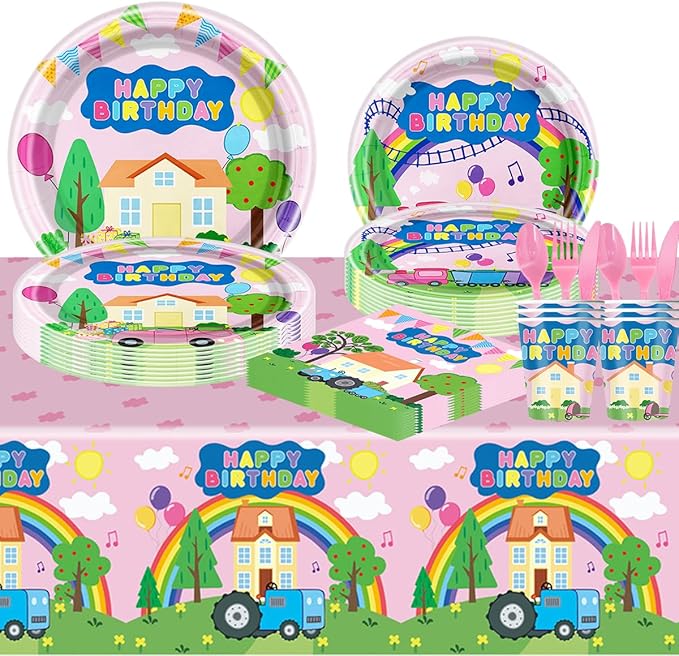 81Pcs Pink Pig Party Tableware Set pink pig Party Decoration pink pig Birthday Party Supplies