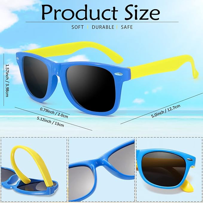 64 Pack Kids Sunglasses Party Favors, Kid's Neon Sunglasses Bulk, Childrens Sunglasses Boys Girls Eyewear Pack for Goody Bag Fillers Summer Beach Pool Birthday Party Supplies