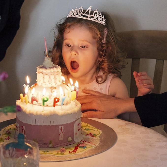 CIEHER 4th Birthday Crown + 4th Birthday Sash + Pearl Pin Set, It's My 4th Birthday Sash, 4 Birthday Tiara, 4th Birthday Decorations for Girls, 4th Birthday Gifts