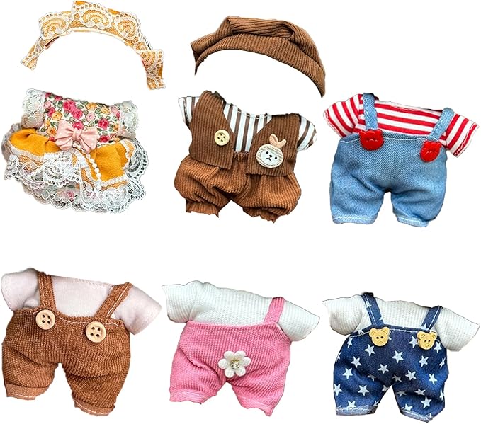 Clothes for Doll, 6 Pack Doll Outfits for 17cm Doll, Perfect for Play and Display, Accessories for Doll's Collectors, (No Dolls) (Set 7)