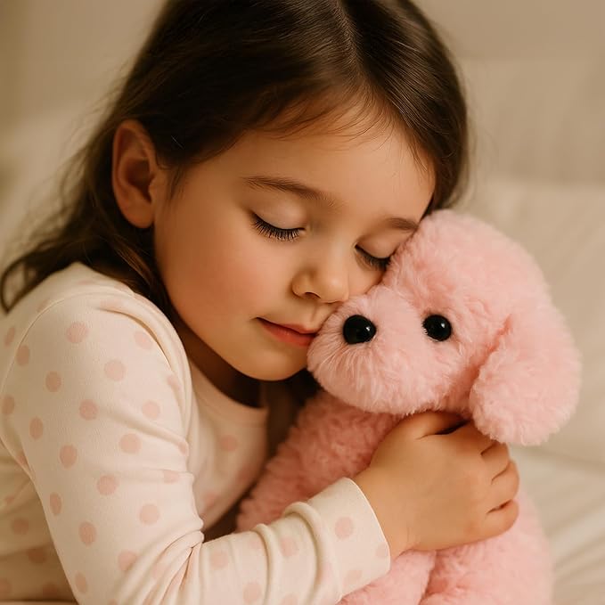 Pink Puppy Dog Stuffed Animals Plush Toys, Pink Toy Poodle Bichon Frise Maltese Stuffed Dog Plush, for Girls, Kids, Babies, Birthday, Easter, Christmas -12.6 inches