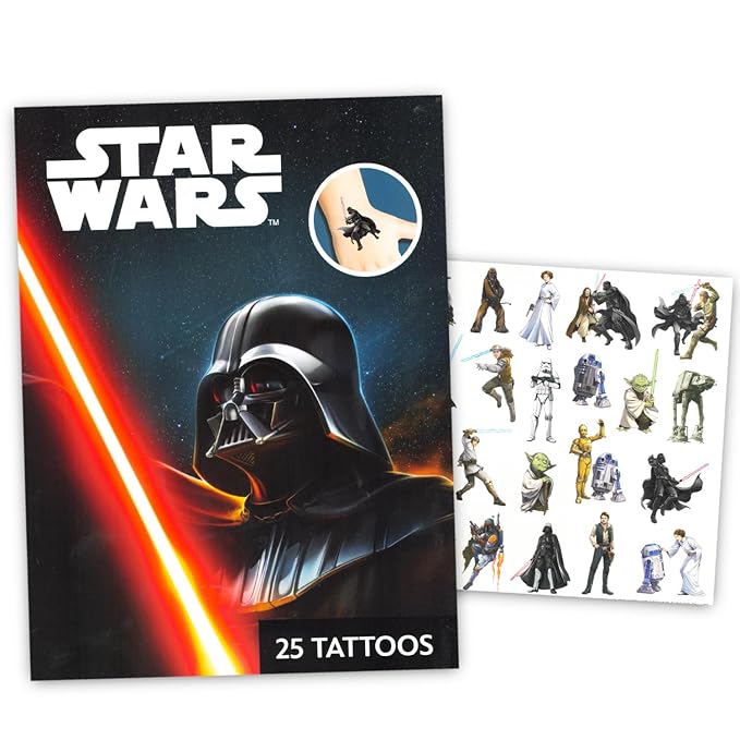 Star Wars Tattoos Party Favors Bundle for Kids - 75 Perforated Individual Temporary Tattoos for Parties, Celebrations, and More | Star Wars Party Supplies for Boys, Girls