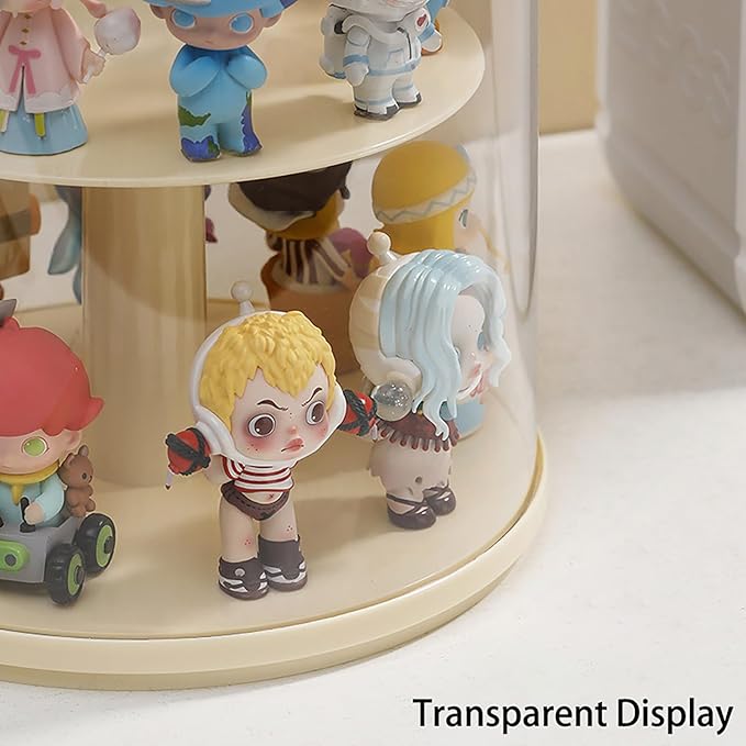 Clear Figures Display Case with Rotatable Stackable Figures Blind Box Doll Display Stand for Pop Mart Lego Collectibles Action Figures