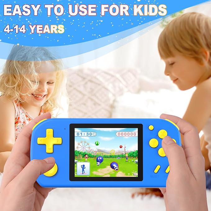 Great Boy Handheld Games for Kids with 218 Retro Video Game 3.0'' Color Screen Rechargeable Arcade Gaming Player,Birthday Xmas Gift (Blue)