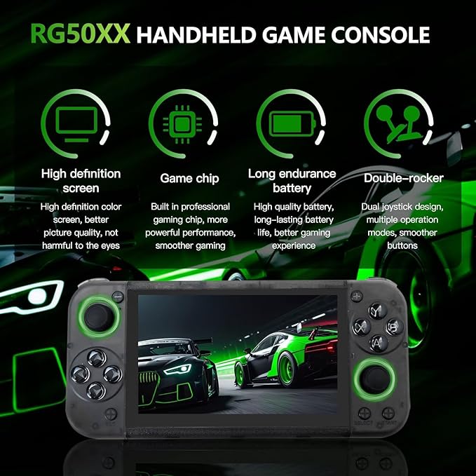 Retro Handheld Video Game Console for Kids and Adults with 15,000+ Video Games and 5 inch Screen, Includes 64GB TF Card, Fit for RG50XX Model