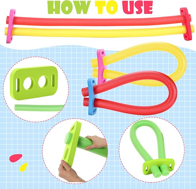 4 Pcs Swimming Noodle Floating Connector Swim Pool Noodles Accessories EVA Stick Colorful Connector for Summer Outdoor Beginners Water Pool Games Beach Lake Party