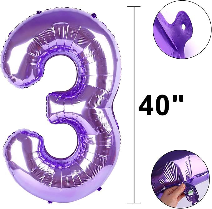 40 Inch Purple Number 23 Digital Balloon,Jumbo Mylar Foil Helium Balloon for 23 Balloons for Birthday Party,Wedding Anniversary Party Decorations