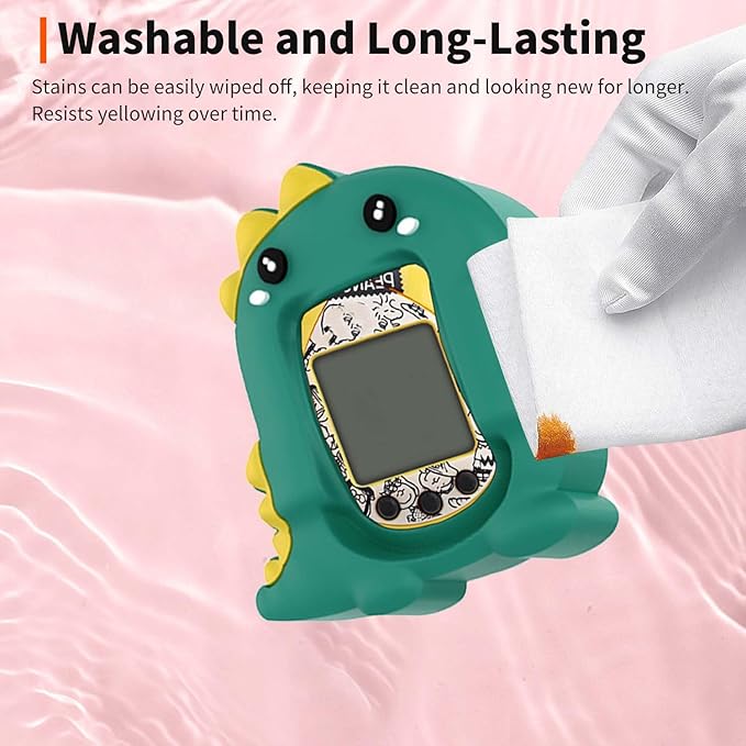 Case for Tamagotchi Nano with Lanyard – Cute Cartoon Silicone Protective Cover for Kids, Soft & Shockproof Shell for Tamagotchi Virtual Pet Keychain, Anti-Drop Holder Accessory (Green)
