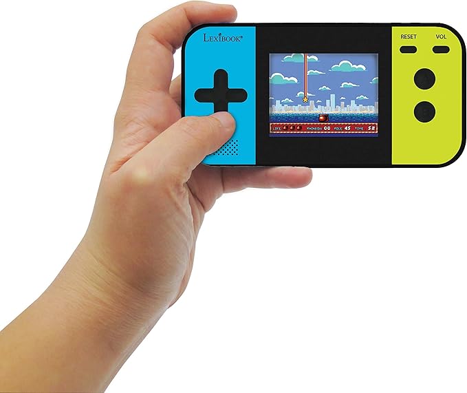 Lexibook Compact Cyber Arcade Portable Gaming Console, 250 Gaming, LCD, Battery Operated, Video Game for Children, Black/Blue/Green, JL2377