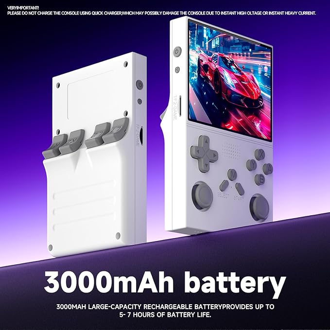 R40 Retro Handheld Game Console - Open Source System,3.5" IPS Screen, 18,000+ Classic Games, 128G TF Card, 3000mAh Battery, Portable Gaming Player for Travel, Retro Gaming Console, White