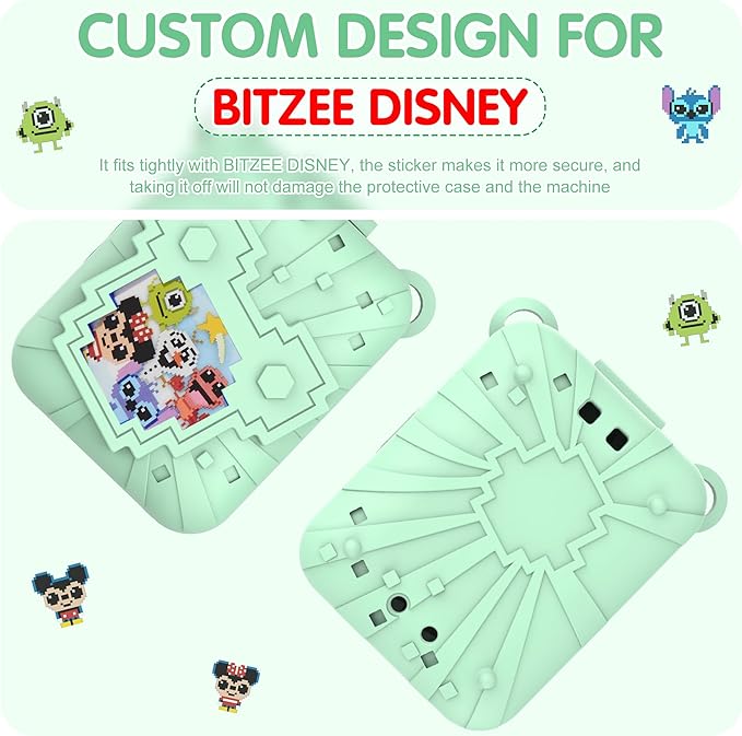 Silicone Case for Bitzee Disney Interactive Toy, Anti-Scratch, Washable, Shockproof Silicone Protective Cover for Bitzee Disney Interactive Toy Accessories with Lanyard - Mint Green