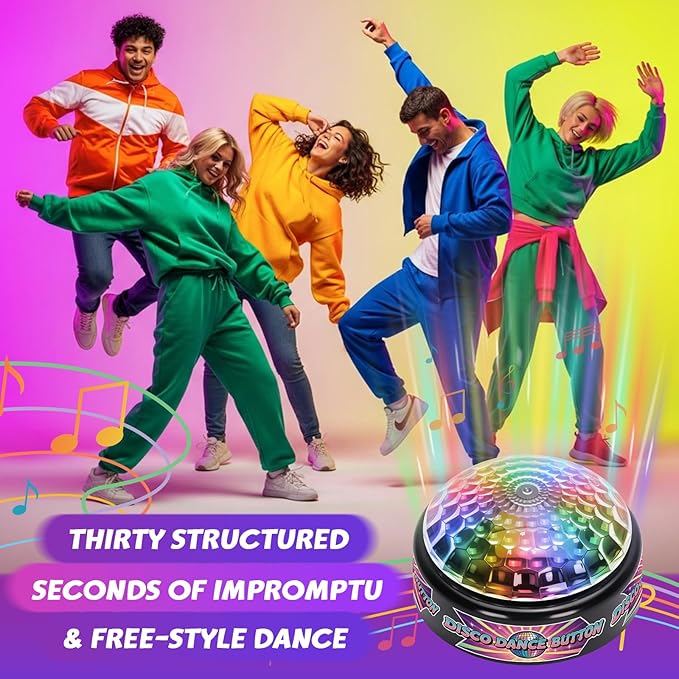 FunisFun Disco Dance Button with 5 Classic Disco Songs, Funny Sound Button for Party Supplies, Novelty Toys for Playing Jokes, Gag Gifts for Office Coworkers and Adults