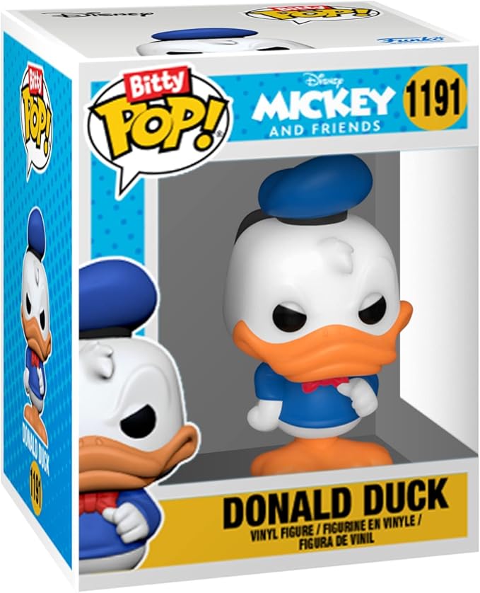 Funko Bitty POP! Disney - Minnie, 4-Pack - Minnie Mouse (red Dress), Daisy Duck, Donald Duck and A Surprise Mystery Mini Figure - 0.9 Inch (2.2 Cm) Collectable - Stackable Display Shelf Included