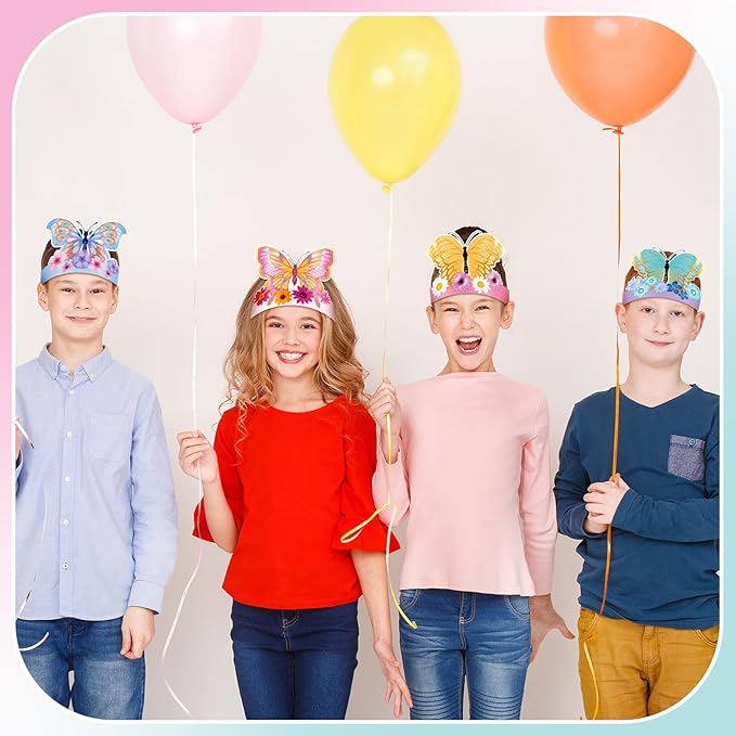 24 Pcs Party Hats for Kids Paper Headbands Crown for Boys Girls, Birthday Party Decoration Favors