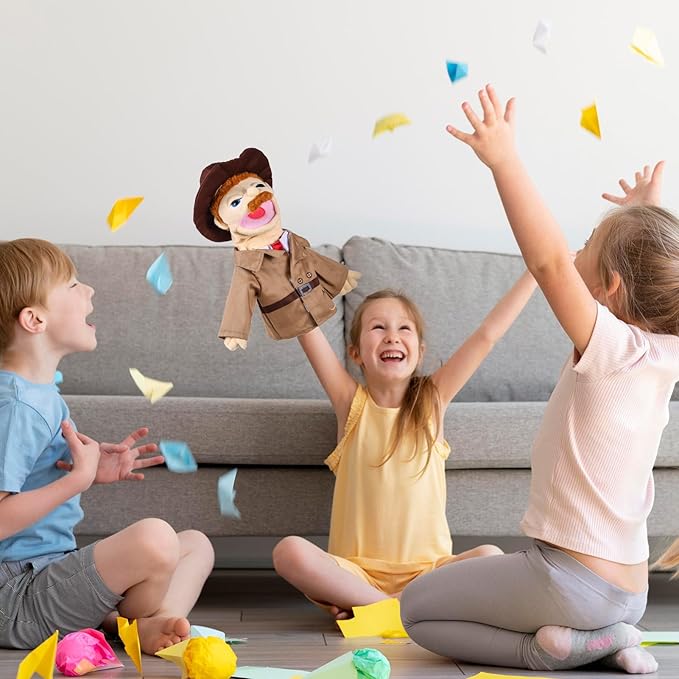 Role Play Hand Puppets Hand Plush Chef Doctor Fireman Pirate Detective Athlete Nurse Worker Hand Puppet Toys Puppets for Kids Storytelling Imaginative Pretend Play Teaching Preschool(Detective)
