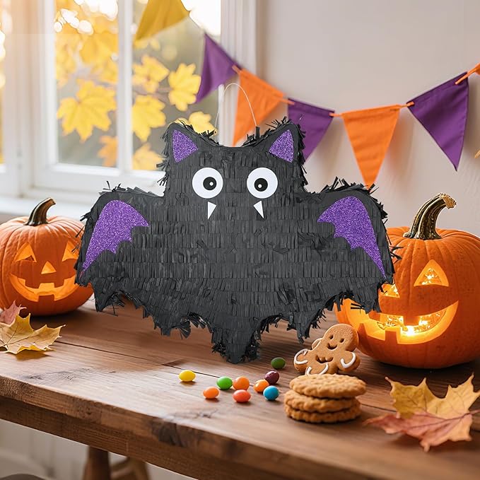Bat Pinatas Bundle with a Blindfold and Bat (16.5 x12.6x4 Inches), Perfect for kid's Birthday Parties Decoration, Animal Theme Party
