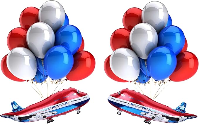 31inch Large Airplane Blue Party Decoration Airplane Balloon Birthday Party Supplies (Red Airplane set)