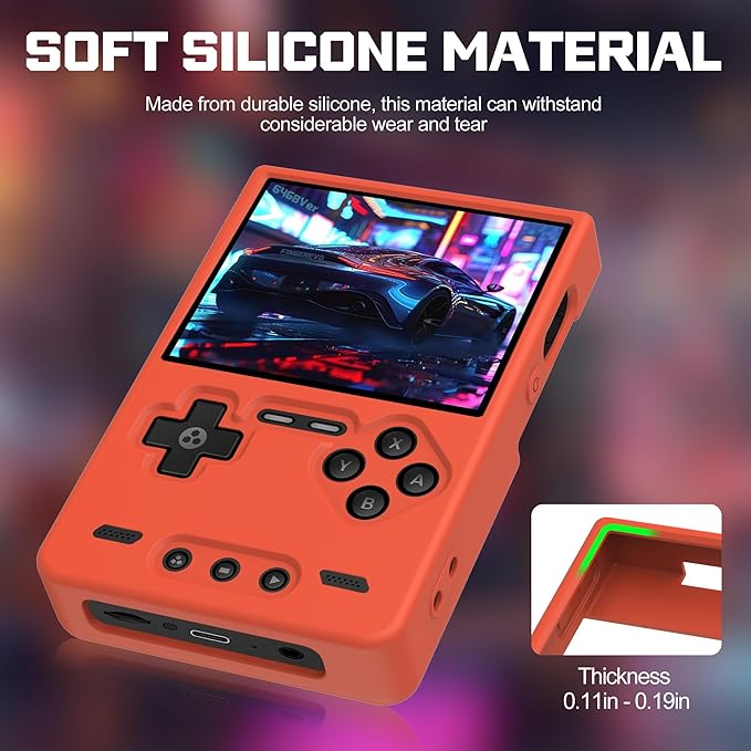 Silicone Case for Trimui Brick, Anti-Slip, Shock Proof, Soft Protective Case for Trimui Brick Handheld Game Console with Lanyard - Red