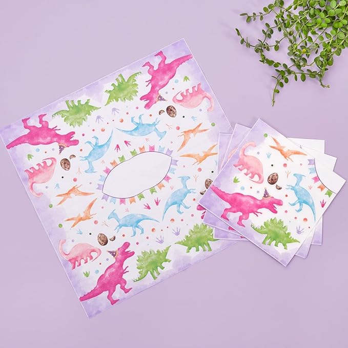 WERNNSAI 100 PCS Dinosaur Plates and Napkins - Dinosaur Birthday Party Supplies Dino Paper Plates Napkins Disposable Dino Them Party Decorations for Girls Kids Birthday Baby Shower Serves 50 Guests