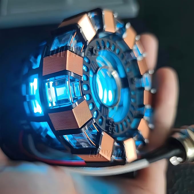 Arc Reactor MK1-1:1 Scale, USB Powered LED Light with Vibration Sensor, No Assembly, Display Case Included