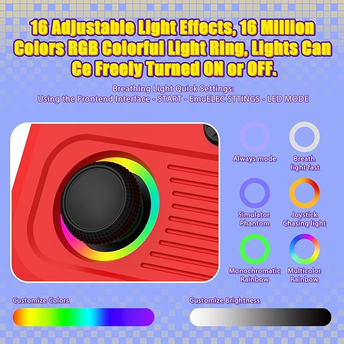 R36T Retro Gaming Console, 3.5'' IPS Screen CRT-Inspired, Handheld Game Console with 22000+ Classic Games Supports WiFi Networked Fighting and OTG, 3500mAh Battery, with Portable Case(Red 128GB)
